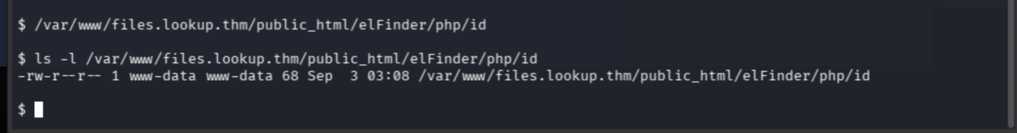 Permission check showing that the replacement id file was not executable